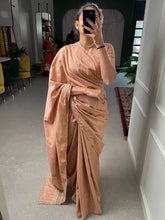 Load image into Gallery viewer, Chiku Sequins And Zari Work Viscose Chanderi Saree Clothsvilla