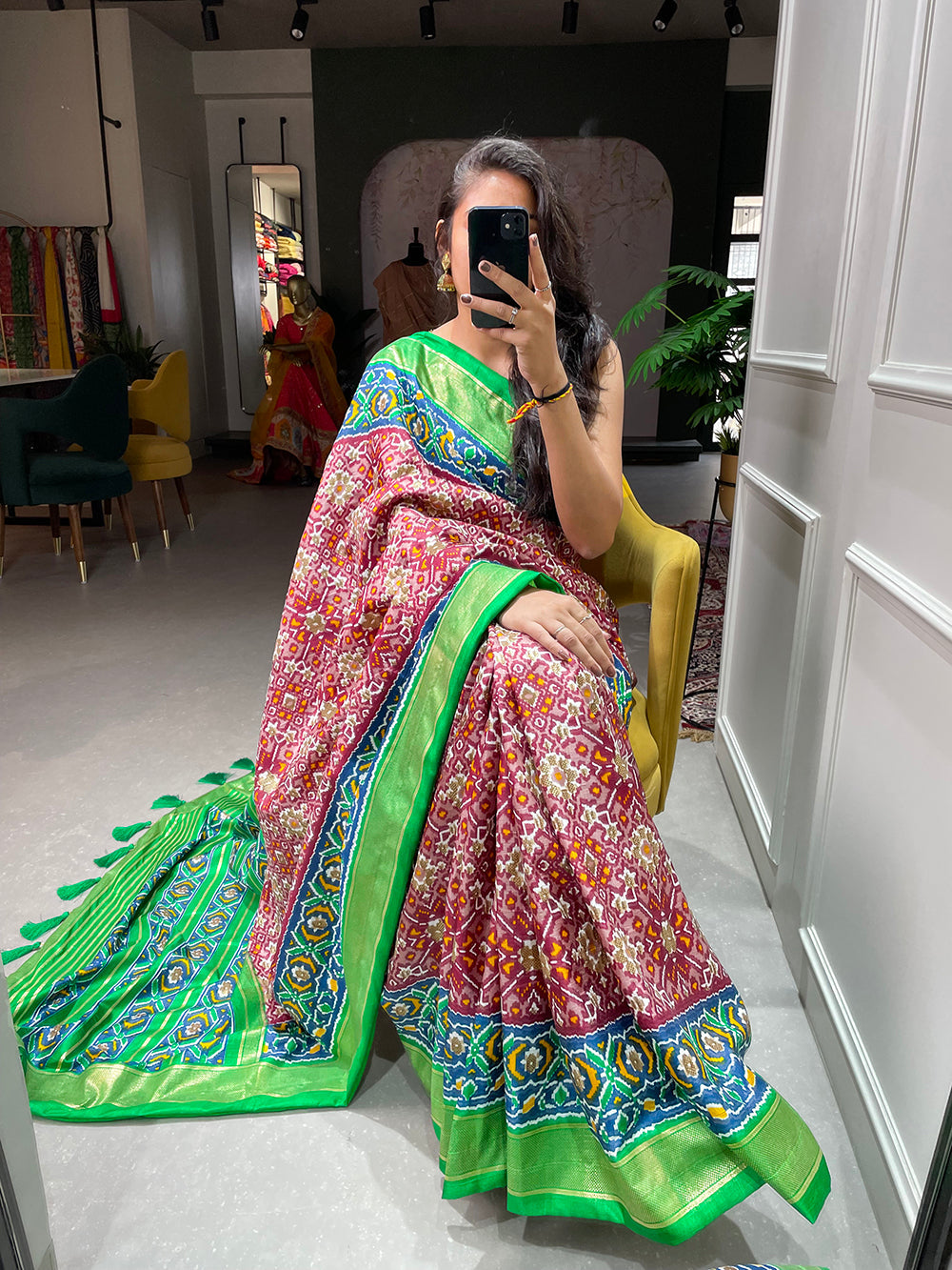 Red Color Patola Printed Dola Silk Saree Clothsvilla