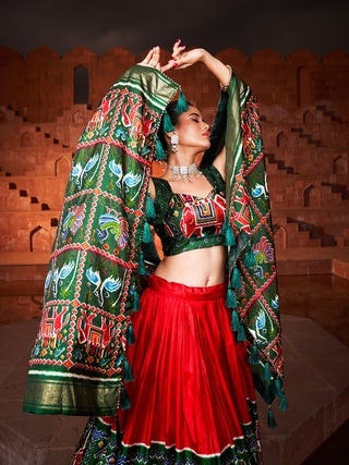 Red Color Patola Printed Silk Navratri Chaniya Choli Garba Dress Clothsvilla