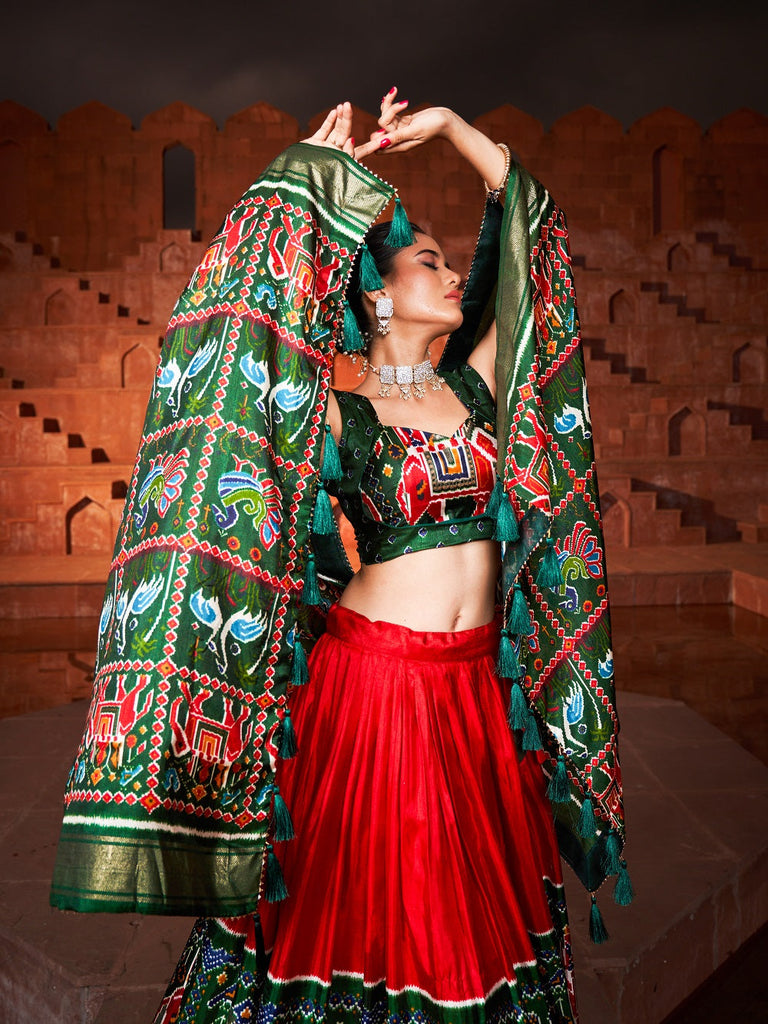 Red Color Patola Printed Silk Navratri Chaniya Choli Garba D Red Color Patola Printed Silk Navratri Chaniya Choli Garba D