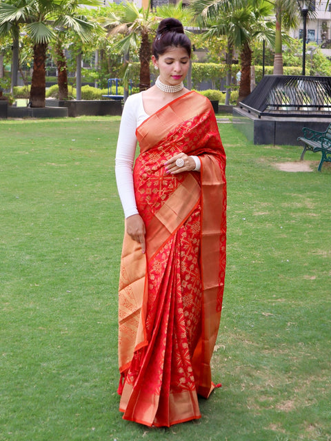 Patola Silk Woven Vol. 6 Contrast Red with Orange Clothsvilla Main image