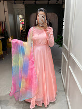 Load image into Gallery viewer, Peach Color Simple Soft Organza Gown Clothsvilla
