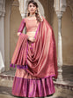 Load image into Gallery viewer, Peach Color Zari Weaving Work Jacquard Silk Dhavani Set Lehenga Choli ClothsVilla.com