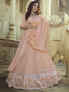 Peach Georgette Partywear Lehenga Choli Clothsvilla