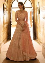 Load image into Gallery viewer, Peach Gota And Stone Work Crepe Lehenga Clothsvilla