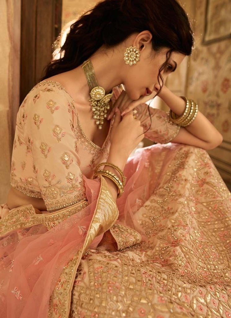 Peach Gota And Stone Work Crepe Lehenga Clothsvilla