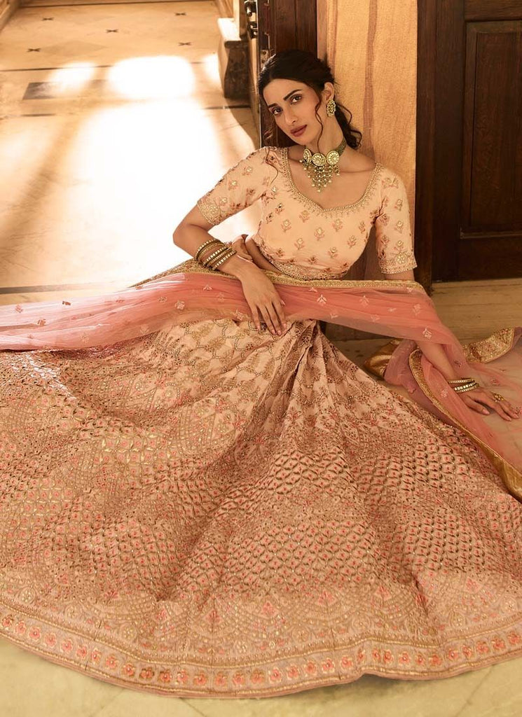 Peach Gota And Stone Work Crepe Lehenga Clothsvilla