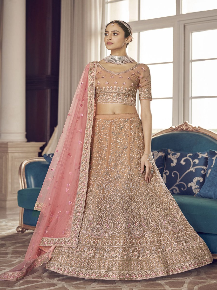 Peach Organza Designer Lehenga Choli Clothsvilla Main image