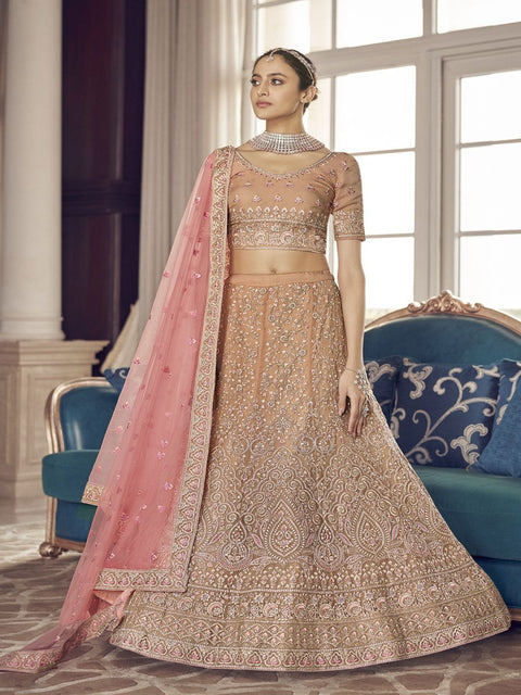Peach Organza Designer Lehenga Choli Clothsvilla Main image