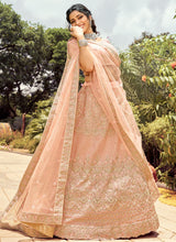 Load image into Gallery viewer, Peach Organza Resham Lehenga Choli Clothsvilla