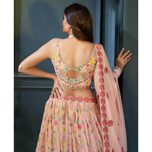 Load image into Gallery viewer, Peach Partywear Resham Sequins Georgette Lehenga Choli Clothsvilla