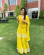 Ruffle Style Yellow Color Gown Clothsvilla