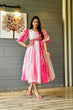 Load image into Gallery viewer, Designer Pink Color Shibori Print Balloon Sleeve Dress Clothsvilla
