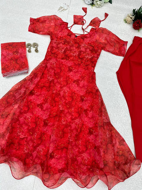 Good Looking Red Color Party Wear Anarkali Suit Main image