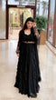 Load image into Gallery viewer, Ruffle Style Black Color Moti Work Gown Clothsvilla