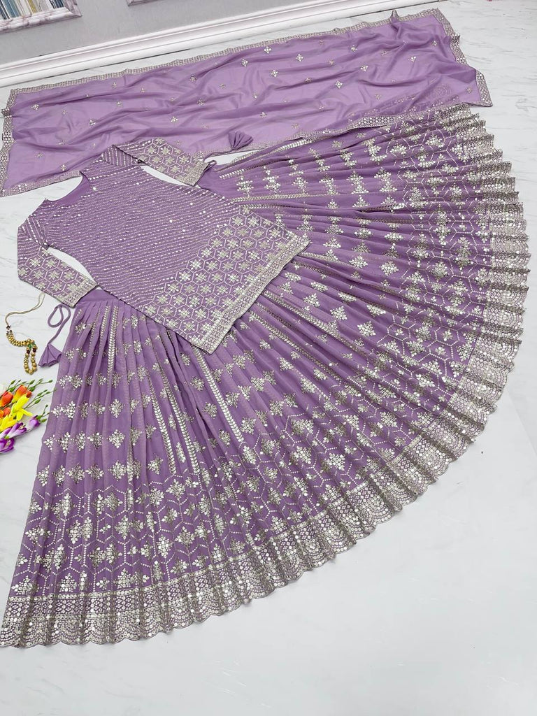 Lavender Color Sequence Top With Lehenga Clothsvilla