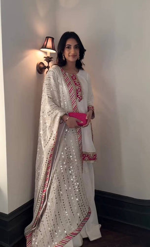 Elegant White Color Sequence Work Sharara Suit Clothsvilla