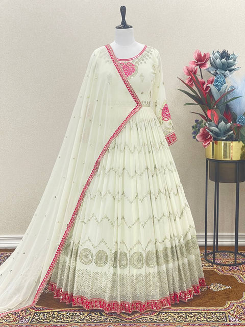 Mesmerizing Sequence Work Off White Color Gown Clothsvilla Main image