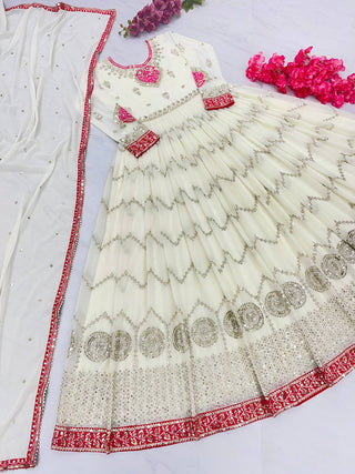 Mesmerizing Sequence Work Off White Color Gown Clothsvilla