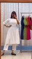 Casual Wear White Color Thread Work Pant With Long Top Clothsvilla