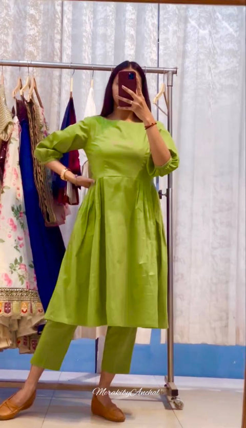 Decent Green Color Thread Work Pant With Long Top Clothsvilla Main image