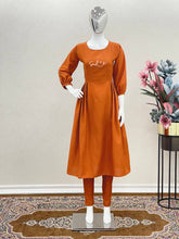 Load image into Gallery viewer, Classy Orange Color Thread Work Pant With Long Top Clothsvilla