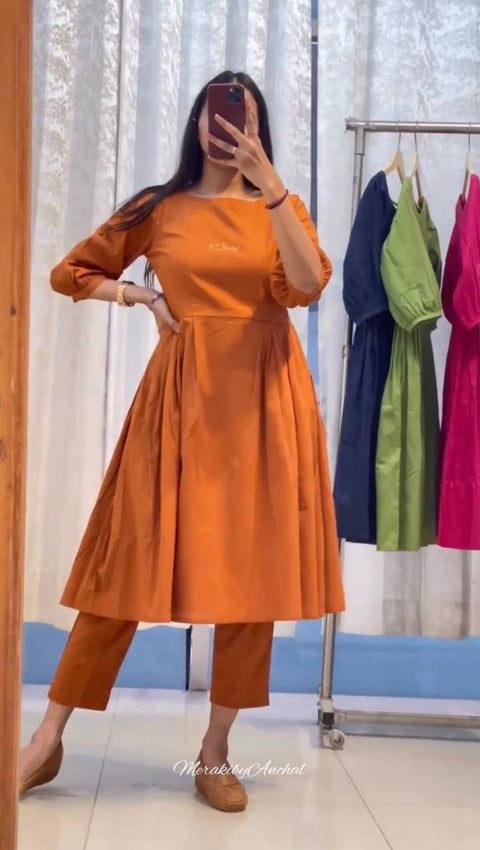 Classy Orange Color Thread Work Pant With Long Top Clothsvilla Main image