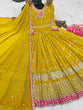 Load image into Gallery viewer, Haldi Wear Yellow Color Sequence Work Gown Clothsvilla