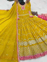 Load image into Gallery viewer, Haldi Wear Yellow Color Sequence Work Gown Clothsvilla