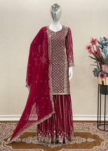 Load image into Gallery viewer, Attractive Dark Pink Color Sequence Work Sharara Suit Clothsvilla