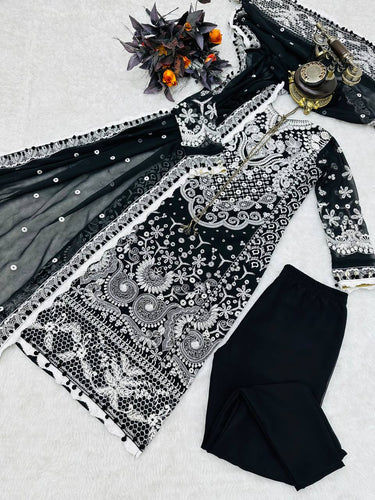 Luxuriant Black Color Embroidery Work Salwar Suit Clothsvilla