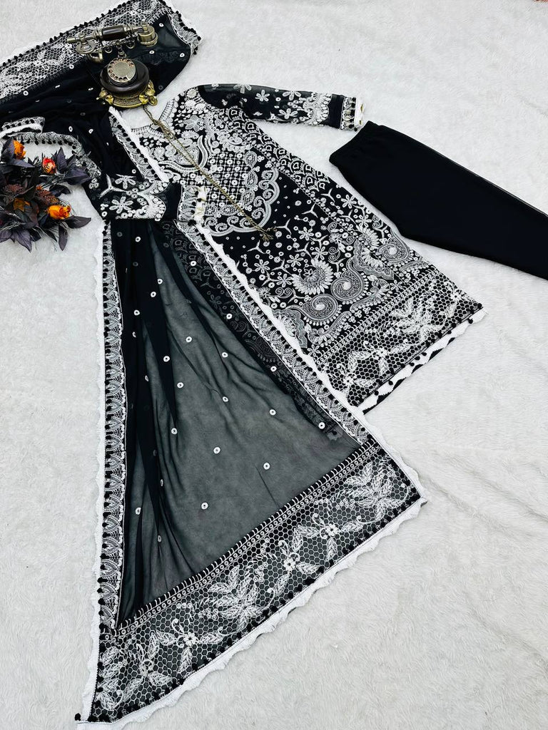 Luxuriant Black Color Embroidery Work Salwar Suit Clothsvilla