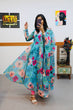 Load image into Gallery viewer, Organza Sky Blue Color Printed Pretty Anarkali Gown