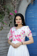 Load image into Gallery viewer, Rich Digital Print White Color Crush Pleating Gown Clothsvilla