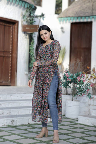 Multi Color Nayra cut Wonderful Kurti Clothsvilla