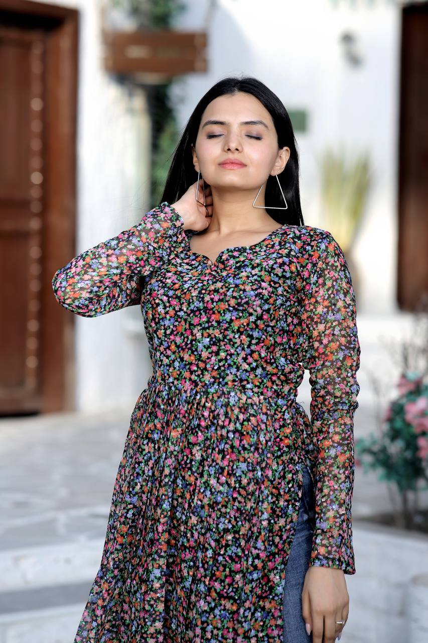 Multi Color Nayra cut Wonderful Kurti Clothsvilla
