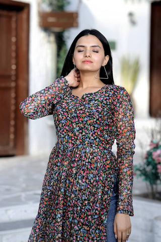 Multi Color Nayra cut Wonderful Kurti Clothsvilla