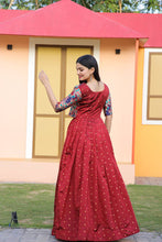 Load image into Gallery viewer, Wedding Wear Maroon Color Koti Pattern Gown Clothsvilla