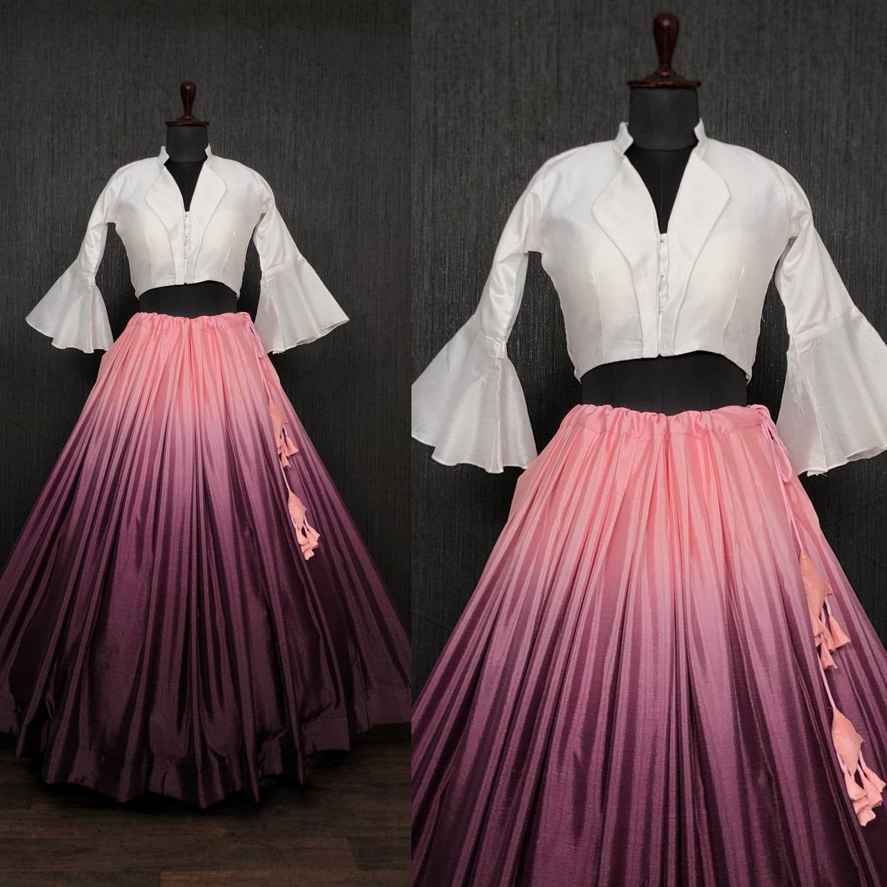 Gorgeous Shaded Lehenga Wine Color With Stylish Blouse Clothsvilla