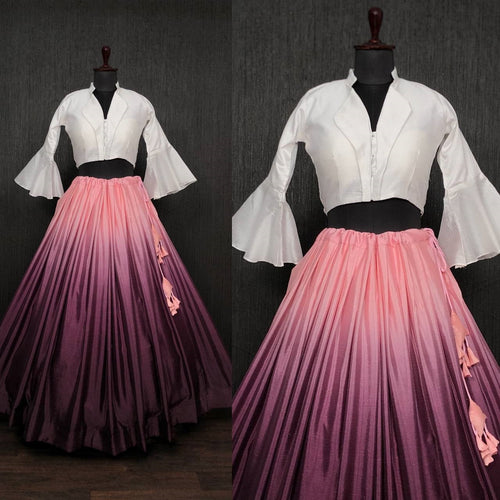 Gorgeous Shaded Lehenga Wine Color With Stylish Blouse Clothsvilla