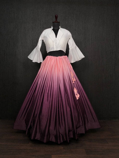 Gorgeous Shaded Lehenga Wine Color With Stylish Blouse Clothsvilla Main image