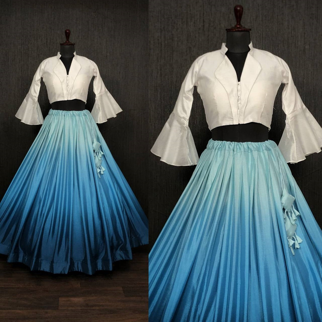Shaded Lehenga Sky Blue Color With Stylish Blouse Clothsvilla