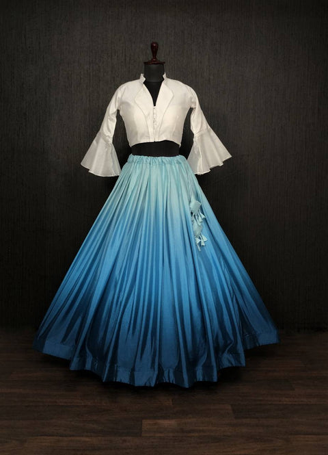 Shaded Lehenga Sky Blue Color With Stylish Blouse Clothsvilla Main image
