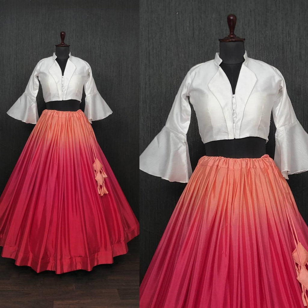 Gorgeous Shaded Lehenga Pink Color With Stylish Blouse Clothsvilla