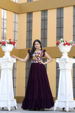 Load image into Gallery viewer, Party Wear Wine Color Embroidered work Gown Clothsvilla