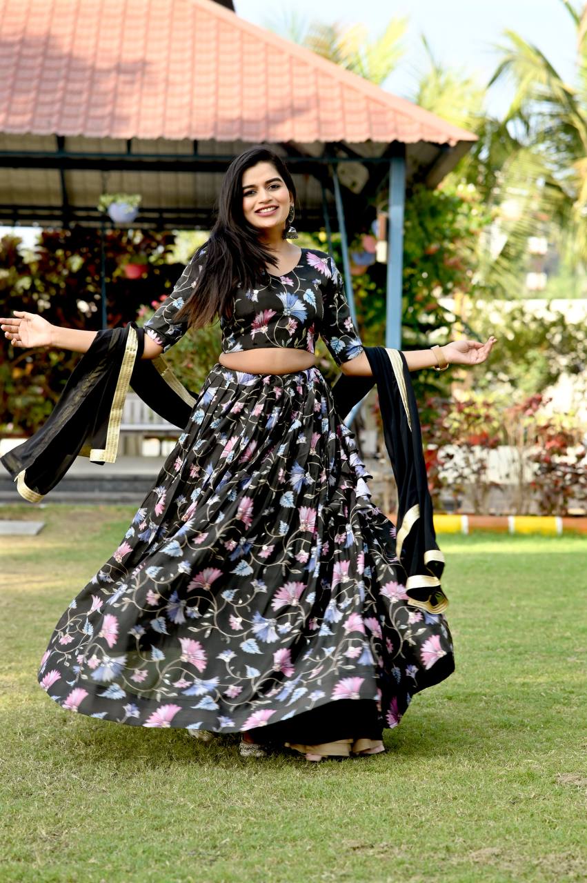 Wedding Wear Black Sequence Work Lehenga choli Clothsvilla