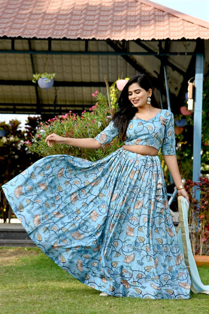 Wedding Wear Sky Blue Sequence Work Lehenga choli Clothsvilla