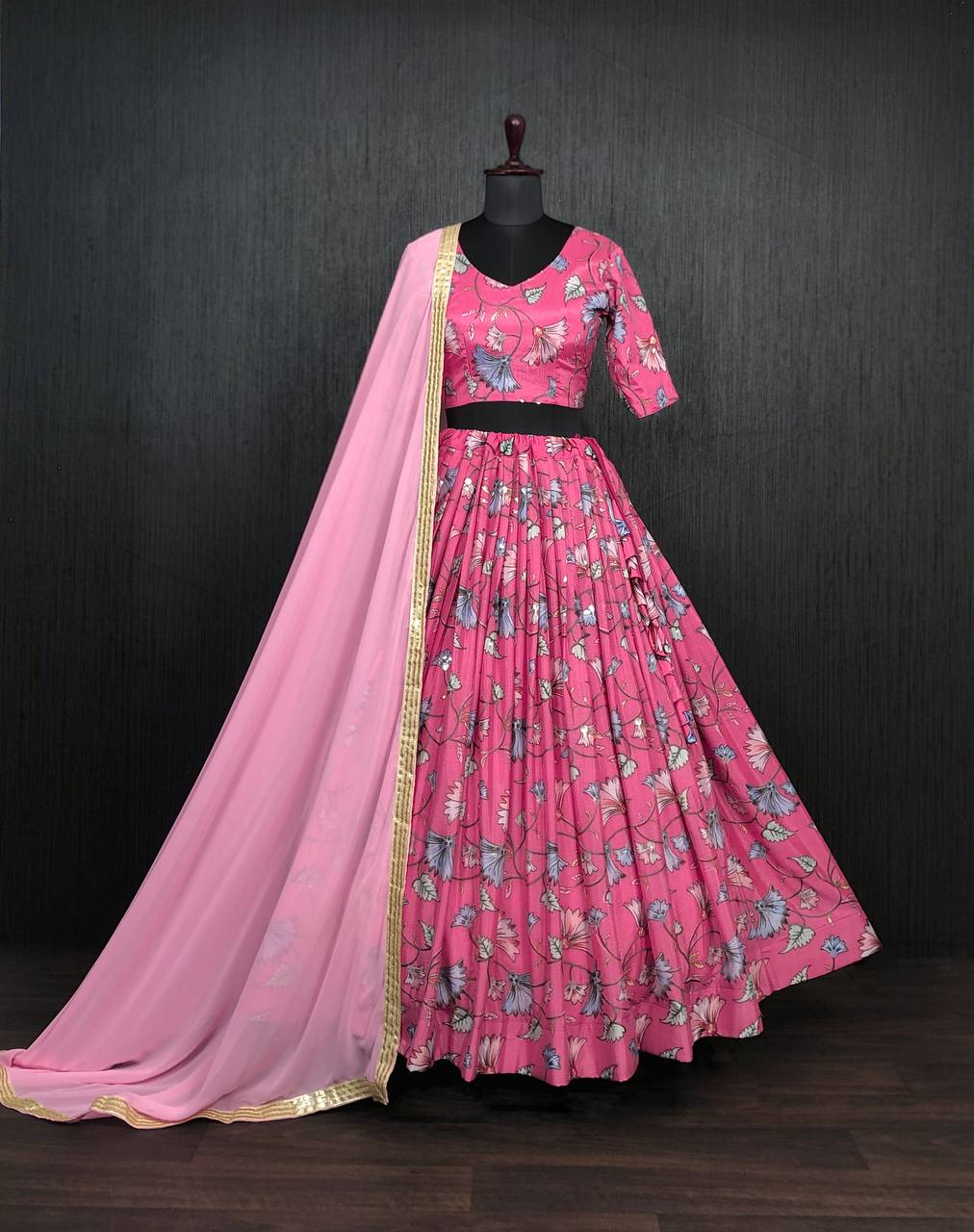 Wedding Wear Pink Sequence Work Lehenga choli Secondary image