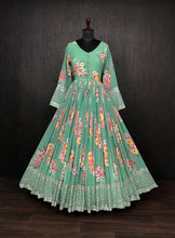 Load image into Gallery viewer, Digital Print Pista Green Color Function Wear Gown Clothsvilla