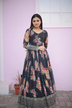 Load image into Gallery viewer, Digital Print black Color Function Wear Gown Clothsvilla